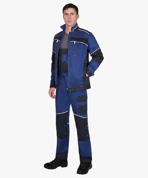 Костюм мужской летний СИРИУС-АРКТИК куртка, п/к, синий с черным, тк. мех. стрейч