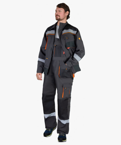 Костюм СИРИУС-СПБ куртка, п/к, темно-серый с черным и СОП