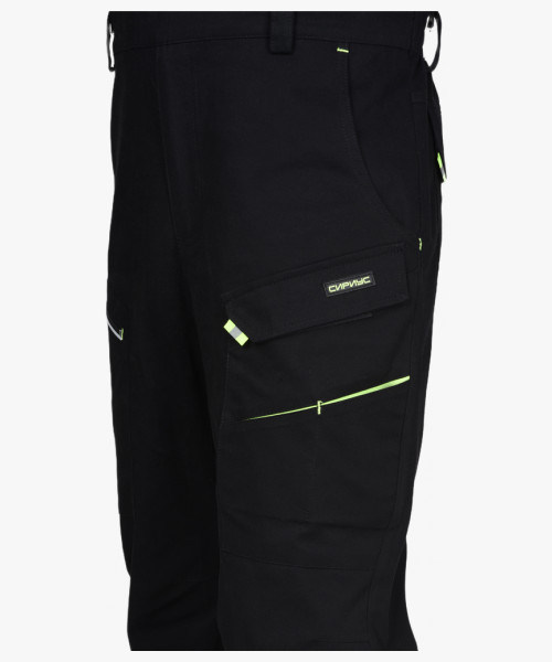 Полукомбинезон мужской летний СИРИУС-ДЕКСТЕР черный с лимонной отделкой, тк. стрейч с ВО