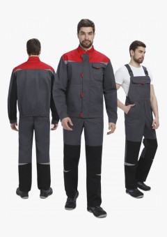 Костюм Строй-2 CH МВО (тк.Смесовая,280) п/к, т.серый/красный/черный