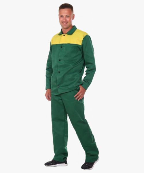 Костюм Стандарт (тк.Смесовая,210) брюки ЭТ, зеленый/желтый