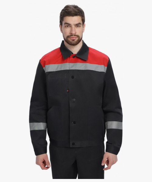 Костюм Лигор-1 СОП (тк.Смесовая,210) брюки, черный/красный