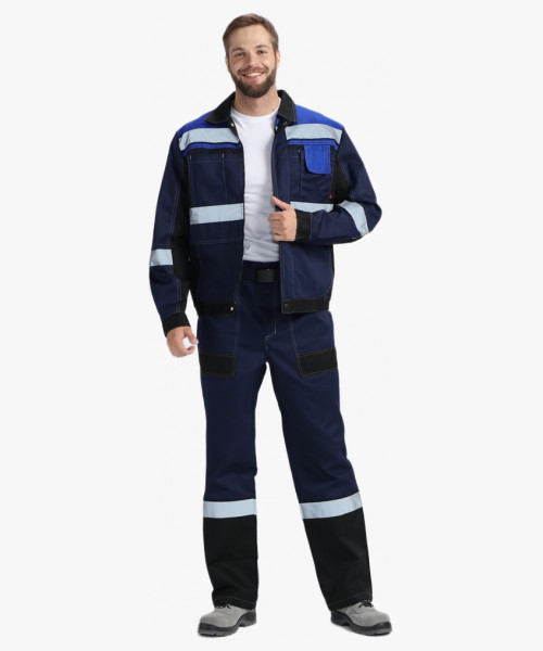 Костюм Виват-1 Премиум IMP (тк.Смесовая,240) брюки, т.синий/черный/васильковый