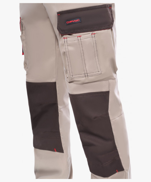 Брюки СИРИУС-ДЖЕТ БРАУН песочные с т.коричневым тк. мех. стрейч с ВО