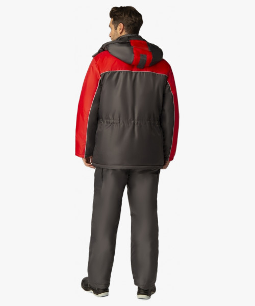 Костюм зимний (тк.Оксфорд) п/к, т.серый/красный