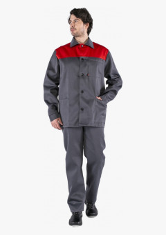 Костюм Стандарт (тк.Смесовая,210) брюки, т.серый/красный