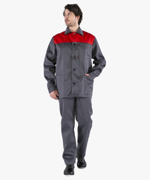 Костюм Стандарт (тк.Смесовая,210) брюки, т.серый/красный