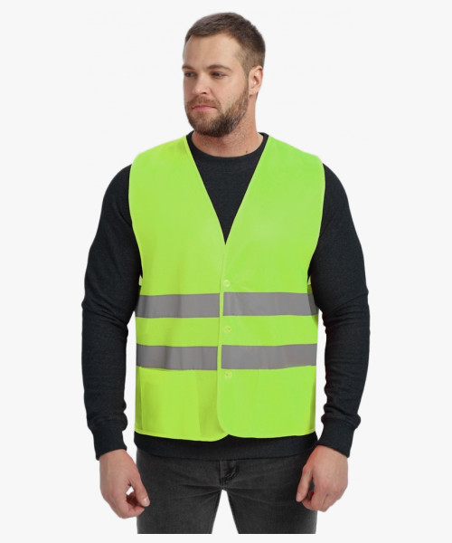 Жилет сигнальный ProfLineBase с пуговицами и карманами (тк.Полиэфир,100), желтый