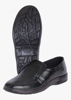 Туфли мужские на резинке  черные иск. кожа