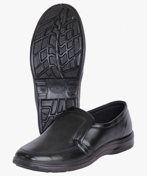 Туфли мужские на резинке  черные иск. кожа