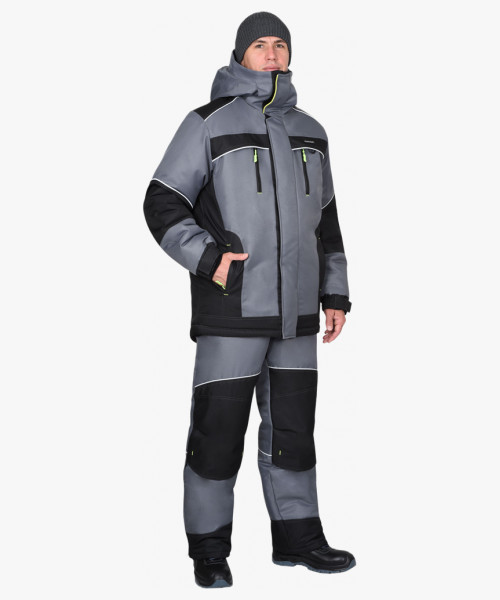 Костюм СИРИУС-АРКТИКА зимний, куртка дл., брюки, средне-серый с черным