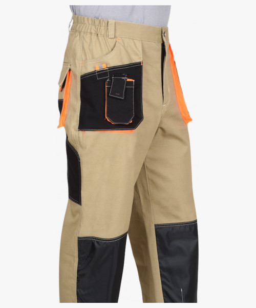 Костюм СИРИУС-МАНХЕТТЕН куртка, брюки песочный с оранж. и черным тк. мех. стрейч пл. 250г/кв.м