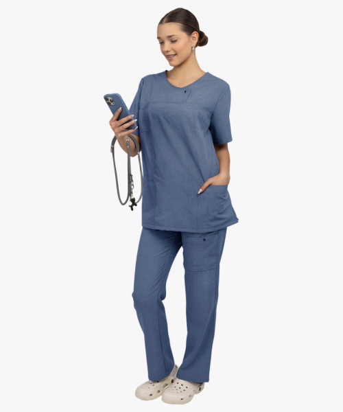 Костюм женский Л-535, блуза, брюки, синий