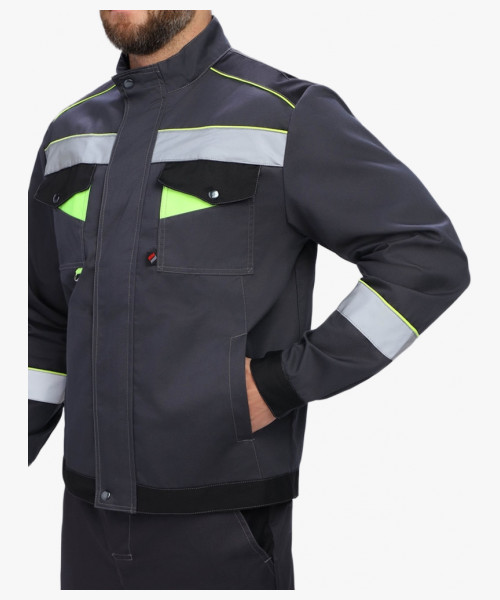 Костюм Ховард-1 (тк.Смесовая,240) брюки, т.серый/черный/лимонный