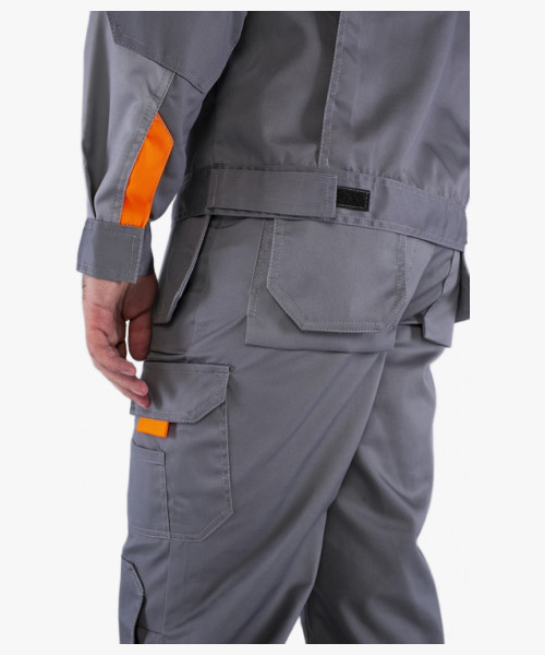 Костюм Союз-Профессионал-1 (тк.Балтекс,240) брюки, серый/св.серый/оранжевый