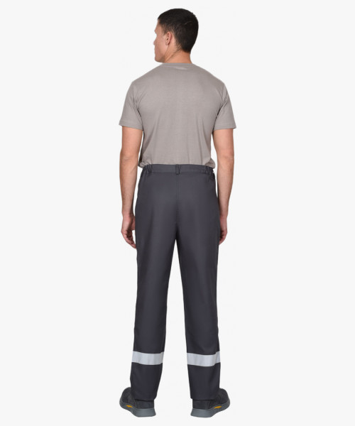 Костюм СИРИУС-ПАРИТЕТ куртка удлиненная, брюки, темно-серый со средне-серым, красным и СОП