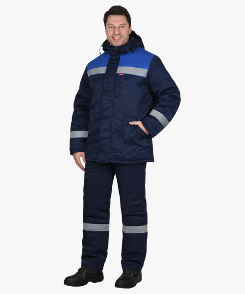 Костюм СИРИУС-РОСТ-НОРД-2 зимний, куртка, п/к, темно-синий с васильковым и СОП