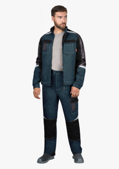 Костюм мужской летний СИРИУС-КАСПИЙ куртка, брюки, морена с чёрным, тёмно-серым и СОП