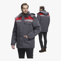 Куртка зимняя для бригадира NEW (тк.Смесовая,210), т.серый/красный