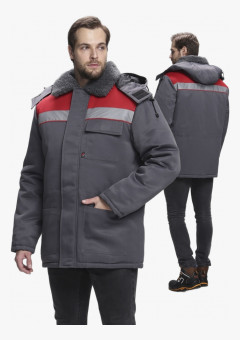 Куртка зимняя для бригадира NEW (тк.Смесовая,210), т.серый/красный