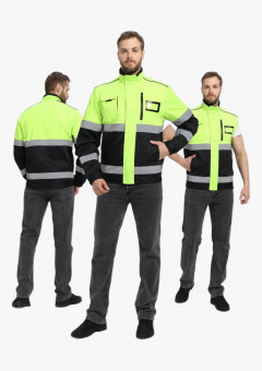 Куртка-трансформер сигнальная ProfLineSpecialist (тк.Смесовая МВО,240), желтый/черный