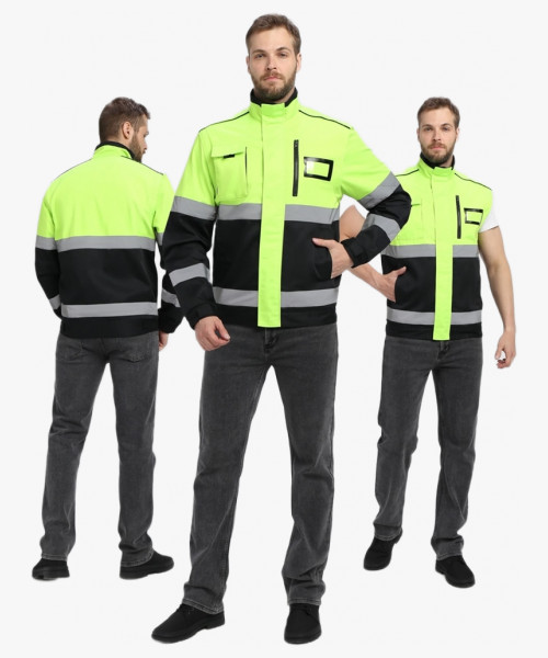 Куртка-трансформер сигнальная ProfLineSpecialist (тк.Смесовая МВО,240), желтый/черный