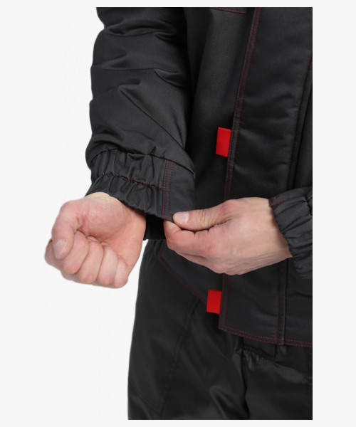 Куртка зимняя укороченная Флофт Премиум (тк.Смесовая,240), т.серый/св.серый/красный