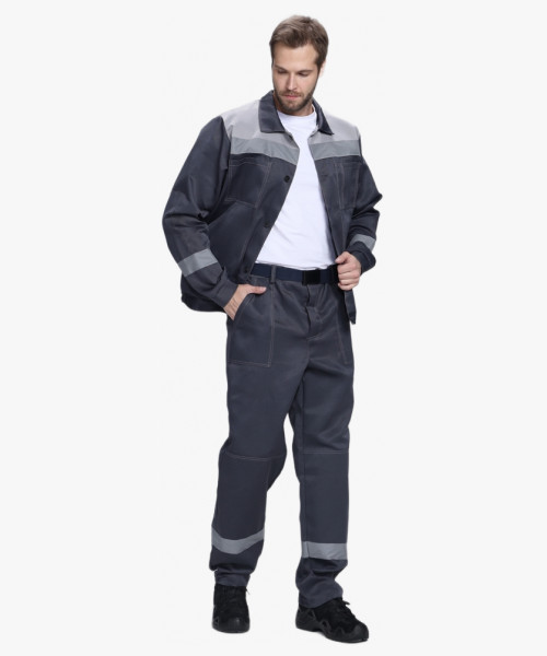 Костюм Лигор-1 СОП NEW (тк.Смесовая,210) брюки, т.серый/св.серый