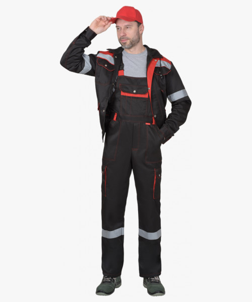 Костюм СИРИУС-ТИТАН куртка, п/к черный с красным с СОП