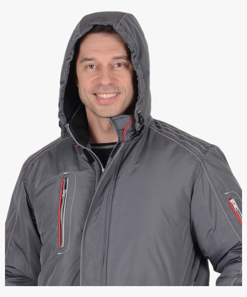 Куртка СИРИУС-АЛЕКС тёмно-серая с красной отделкой