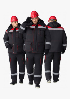 Костюм зимний Титан (Смесовая, 210) п/к, черный/красный