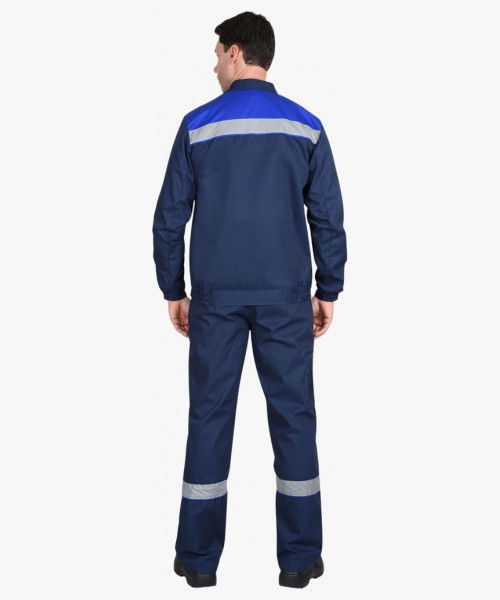 Костюм СИРИУС-МАСТЕР летний: куртка, полукомбинезон, темно-синий с васильковой отделкой