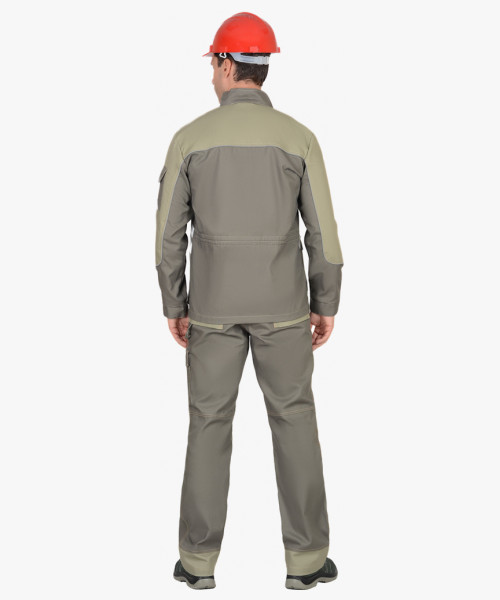 Костюм СИРИУС-ВЕСТ-ВОРК куртка дл, п/к т.оливковый со св.оливковым пл. 275 г/кв.м
