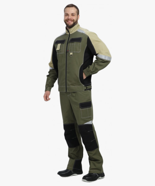 Костюм Вектрон-2 (тк.Смесовая МВО,240) п/к, хаки/черный/бежевый