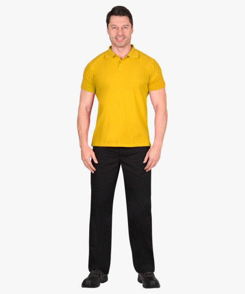 Рубашка-поло желтая короткие рукава с манжетом, пл.180 г/м2 (ЧЗ)