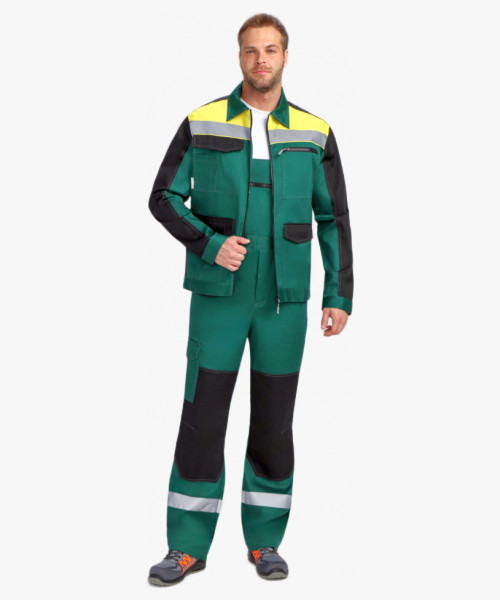 Костюм ProfLineBase-2 (тк.Твил,210) п/к, зеленый/черный/желтый