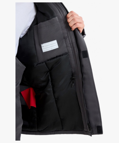 Костюм зимний Труженик-Ультра-2 СОП (тк.Смесовая,210) п/к, т.серый/красный