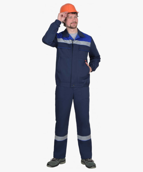 Костюм СИРИУС-МАСТЕР-РОСС куртка кор., п/к, тёмно-синий с васильковым и СОП