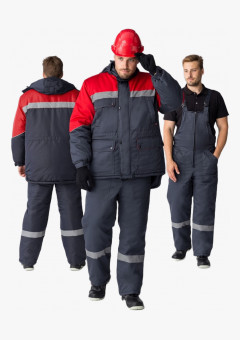 Костюм зимний Сибер СОП (тк.Балтекс,210) п/к, т.серый/красный