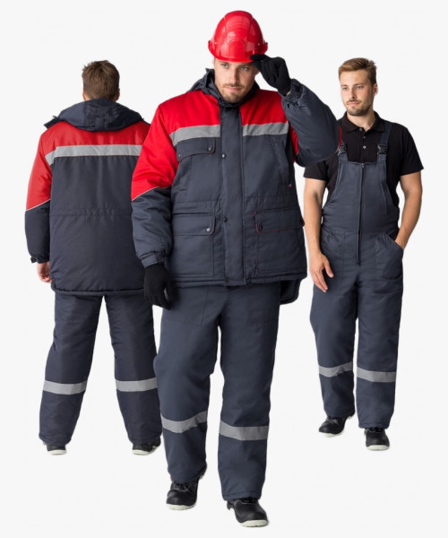 Костюм зимний Сибер СОП (тк.Балтекс,210) п/к, т.серый/красный