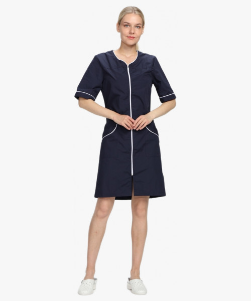 Халат женский Стелла (тк.ТиСи), т.синий/белый