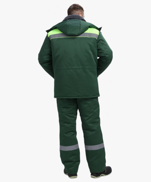 Костюм зимний Труженик-Ультра СОП (тк.Смесовая,210) брюки, т.зеленый/лимонный