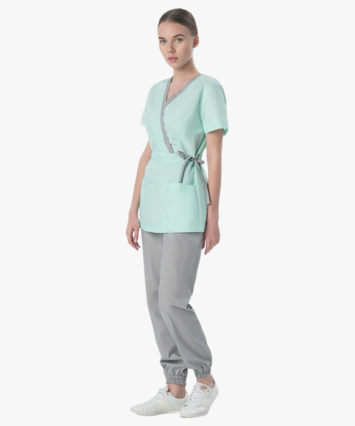 Костюм женский Симпл-001 (тк.Смесовая,120) MedLine, серый/мятный