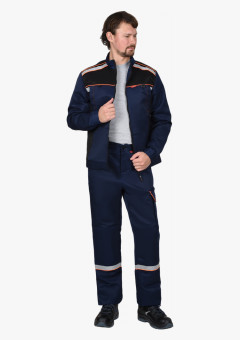 Костюм СИРИУС-ПРАКТИК куртка, брюки, темно-синий с черным и СОП