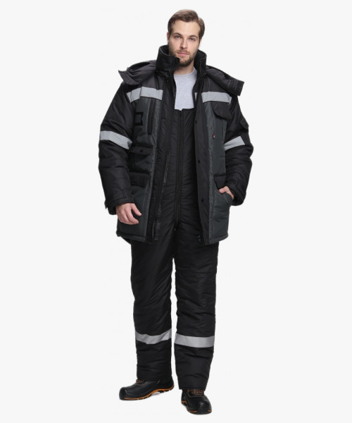 Костюм зимний Беркут СОП CH (тк.Таслан) п/к, черный/т.серый