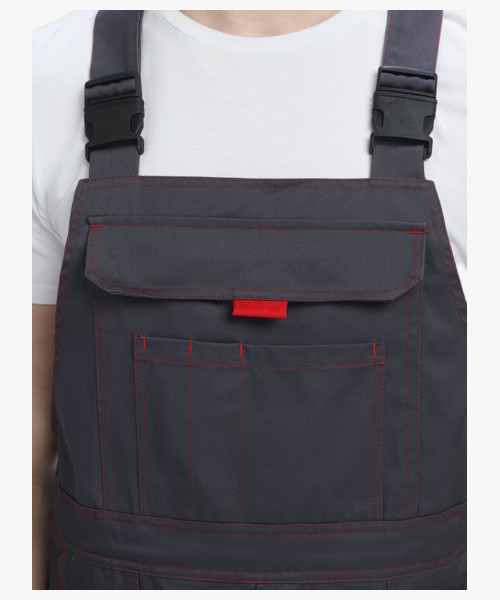 Костюм Строй-2 CH МВО (тк.Смесовая,280) п/к, т.серый/красный/черный