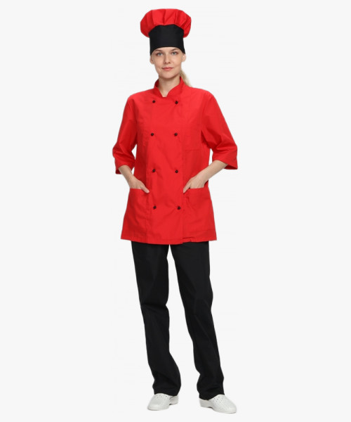 Костюм женский повара Шеф (тк.ТиСи), черный/красный
