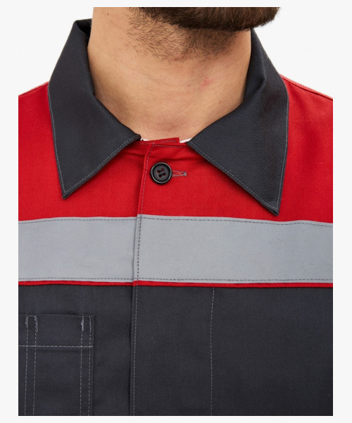 Костюм Лигор-2 Премиум СОП К. (тк.Смесовая,240) п/к, т.серый/красный