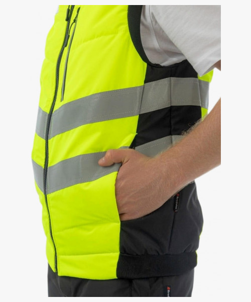 Жилет сигнальный утеплённый Brodeks KW111, цвет жёлтый, чёрный