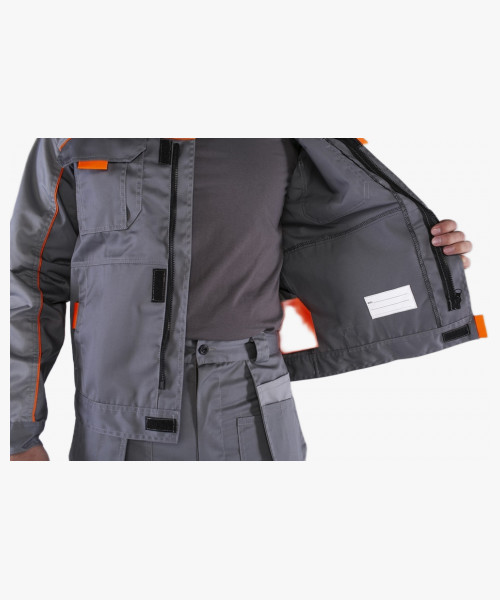 Костюм Союз-Профессионал-1 (тк.Балтекс,240) брюки, серый/св.серый/оранжевый